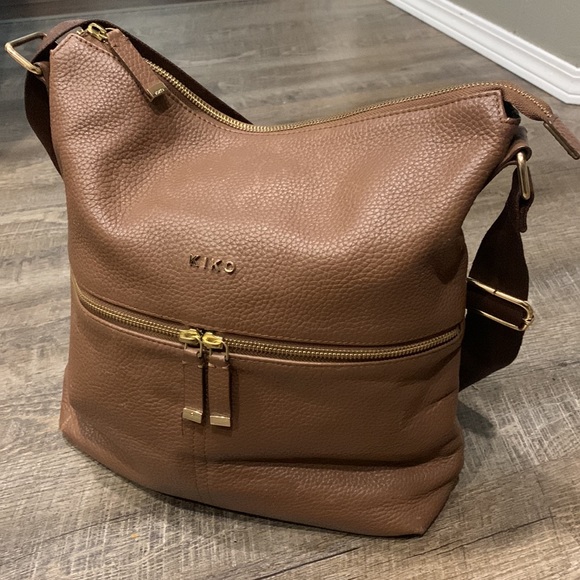 KIKO genuine Pebble brown Leather shoulder crossbody bag adjustable strap - Picture 10 of 16